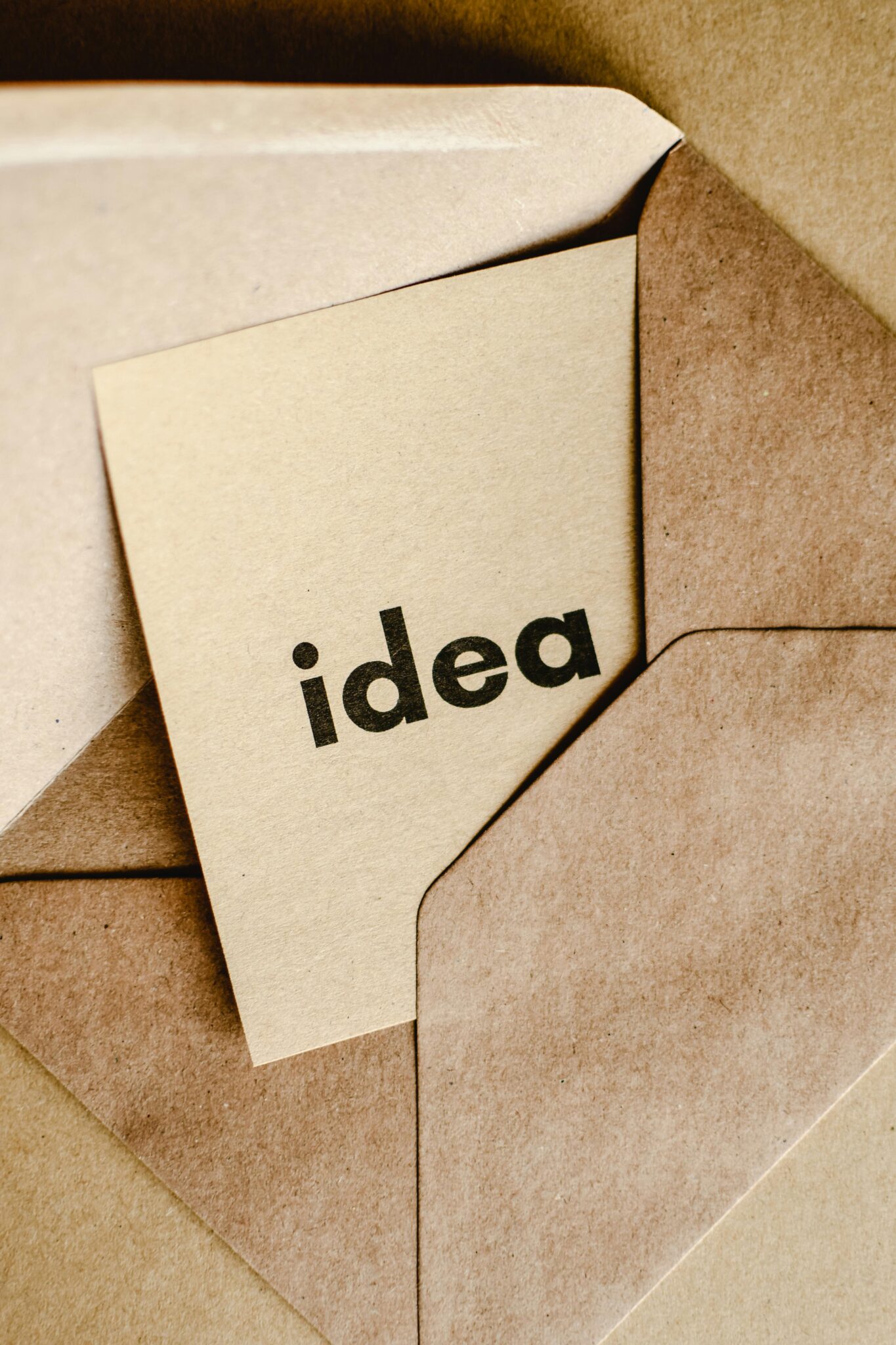 Idea card on a kraft envelope representing branding concept